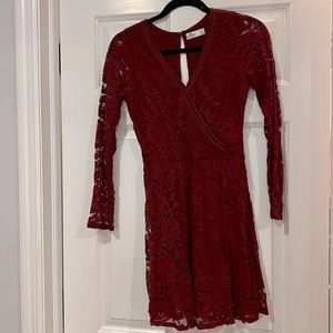 It's party & holiday season! Dark red stretch dress with great detail!